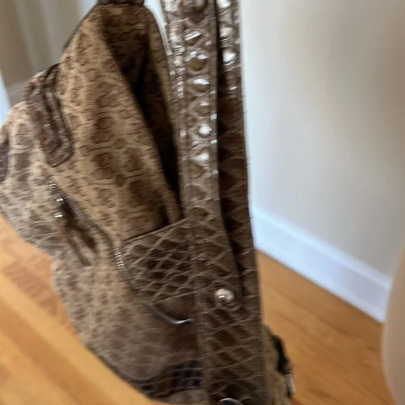 🩵Vintage Y2K GUESS Hobo Bag with Faux Leather Straps | G Logo Clasp Rhinestones - Picture 9 of 16